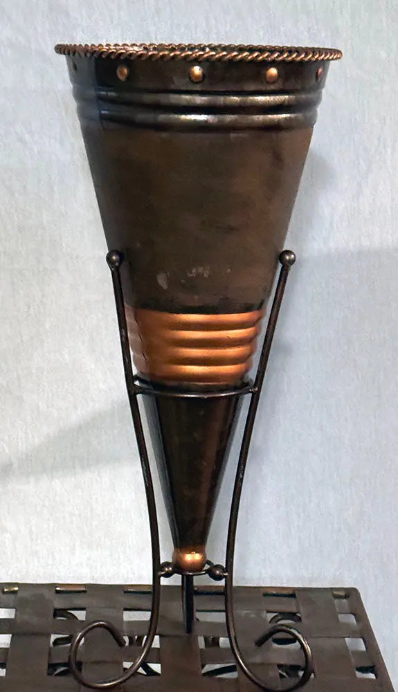 17" Two-Tone Copper Decorative Cone Container with Stand  Silk Plants Canada