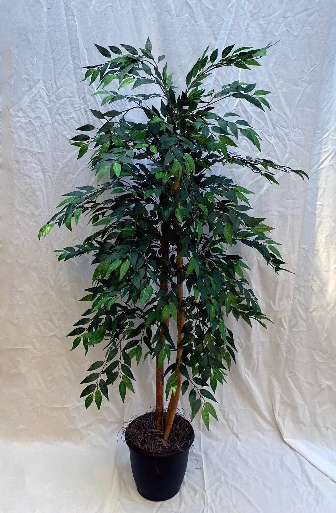 5 Foot Artificial Silk Smilax Tree Custom Made on Natural Wood - Silk Plants Canada