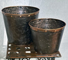 Hammered Copper Containers Set of 2 Round for Indoor and Outdoor SilkPlantsCanada